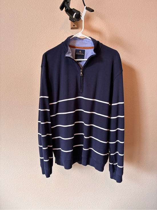 Brooks Brothers Other - Brooks Brothers Navy and White Striped Quarter-Zip Sweater
